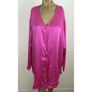 Victoria’s Secret Gold Label Silk Satin Sleep Shirt Chemise Button Up Women's L